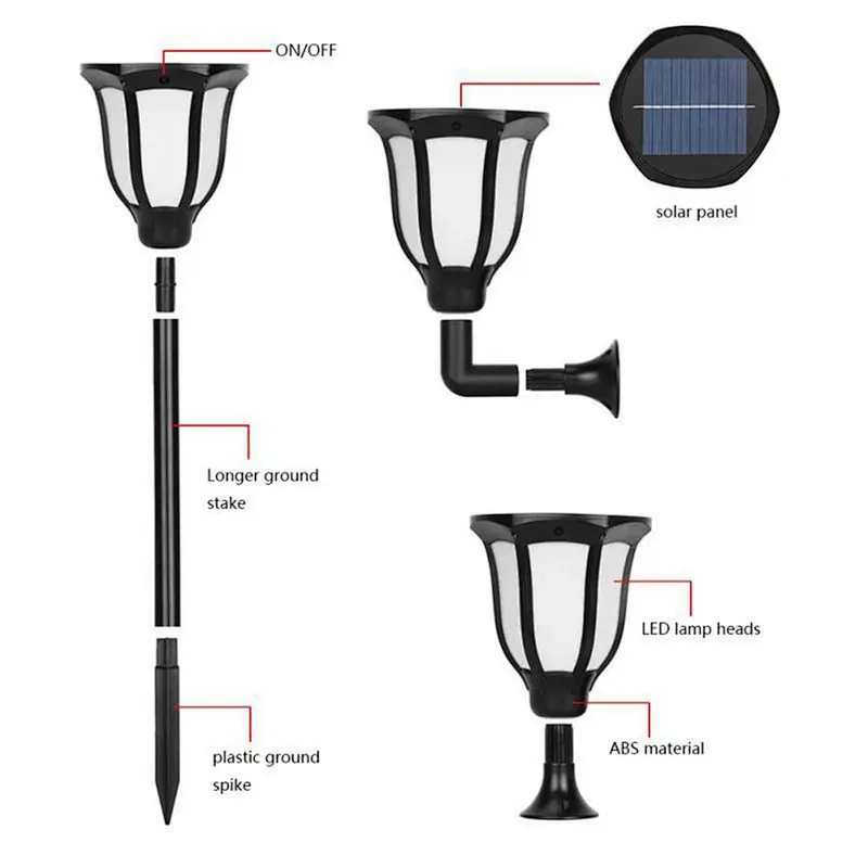 Solar Light Outdoor RGB LED Color Changing Flickering Flame Torches Dusk to Dawn Waterproof Landscape Light