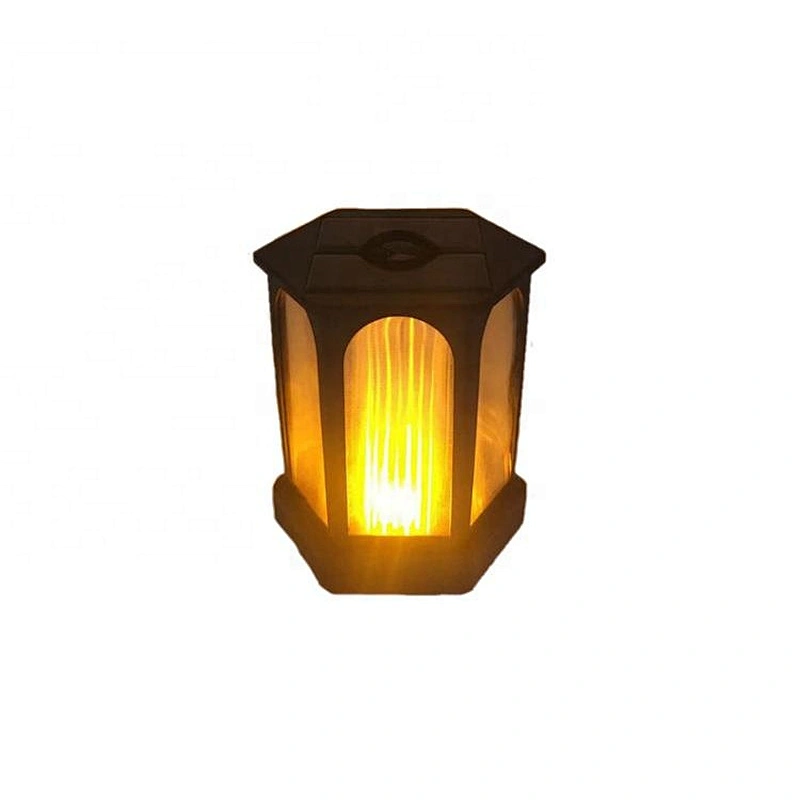 Hot selling 2019 new Solar Energy Special Effect Hexagonal Pavilion Flame Lamp