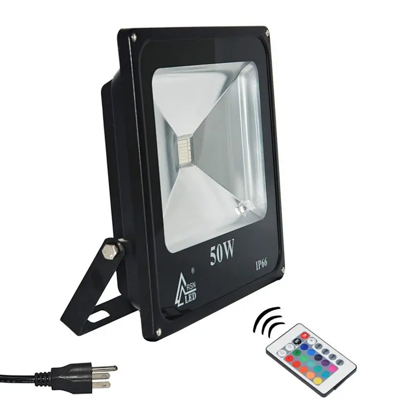 LED Flood Light 50W,Wireless RF Remote Control Waterproof Outdoor Spot Lights 5000lm Daylight 6500k Floodlights with US-3 Plug f