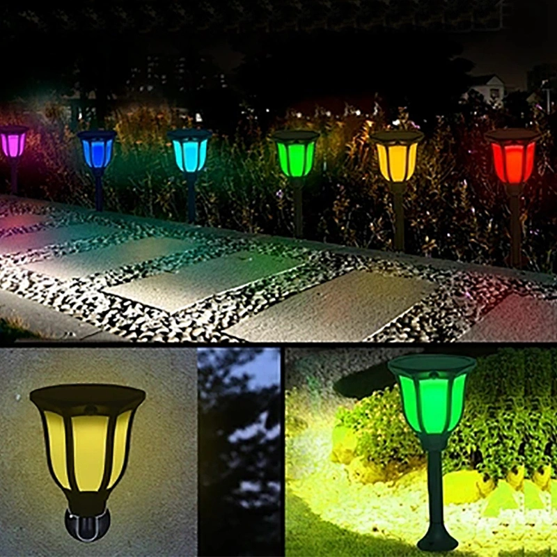 LED Lights Solar Powered Motion Sensor LED Street Light IP65 Protection Outdoor Wall Light, Solar Torch/Flame Lamp