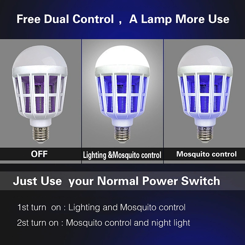 2019 Newly Style 2 in 1 Mosquito Killer Lamp UV LED E26/E27 GLOUE Bug Zapper Light Bulb