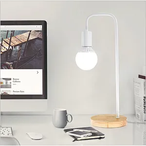 Nordic modern desk table lamp art bedroom contracted students wood desk lamp with Led charging eye protection
