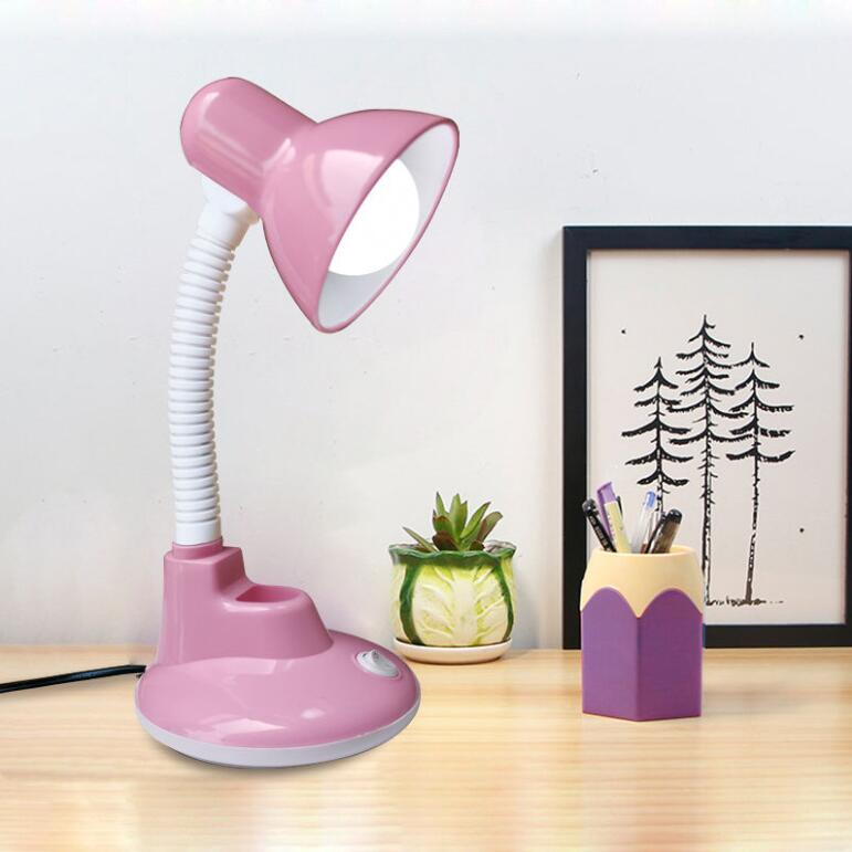 Basic plastic Desk LED reading Lamp with Flexible Hose Neck and Pen holder on table student study modern table Lamp