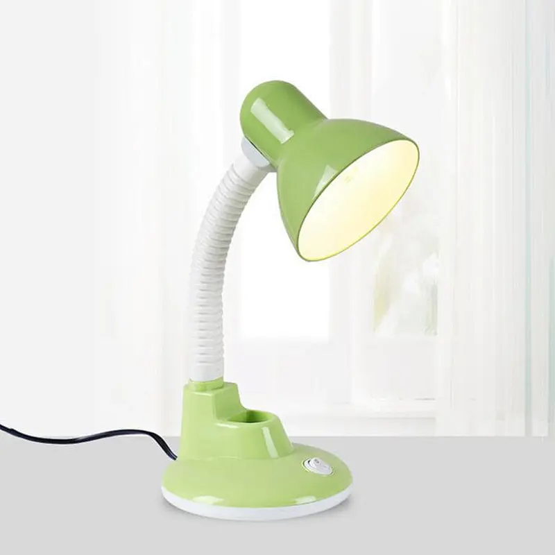 Basic plastic Desk LED reading Lamp with Flexible Hose Neck and Pen holder on table student study modern table Lamp