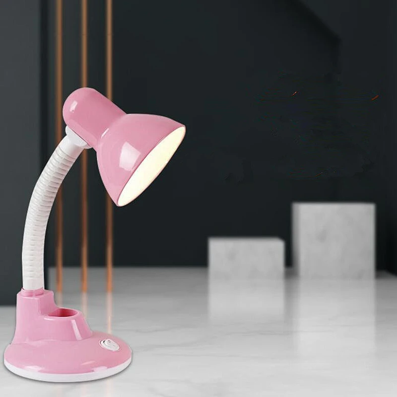 Basic plastic Desk LED reading Lamp with Flexible Hose Neck and Pen holder on table student study modern table Lamp