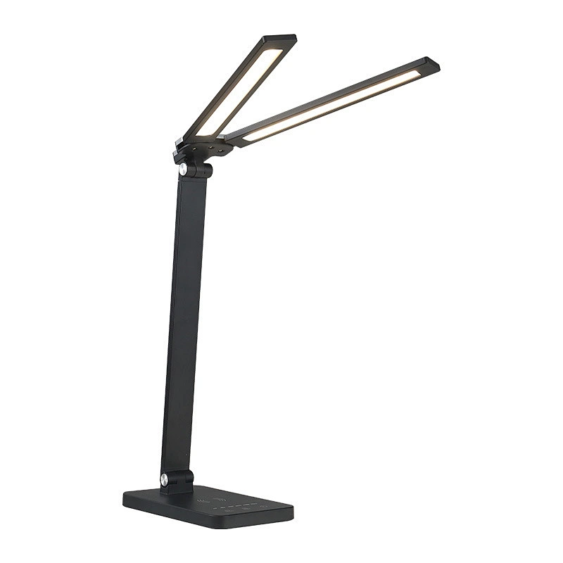 Modern Dimmable Bedroom Led Table Lamp Iron Folding LED Wireless Charging Reading Desk Lamp With Two Lighting Head 5 brightness dimmable led desk lamp led dimmable desk lamp led desk lamp dimmable led desk reading lamp desk reading led lamp