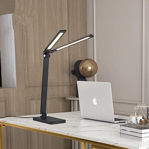 Modern Dimmable Bedroom Led Table Lamp Iron Folding LED Wireless Charging Reading Desk Lamp With Two Lighting Head 5 brightness dimmable led desk lamp led dimmable desk lamp led desk lamp dimmable led desk reading lamp desk reading led lamp