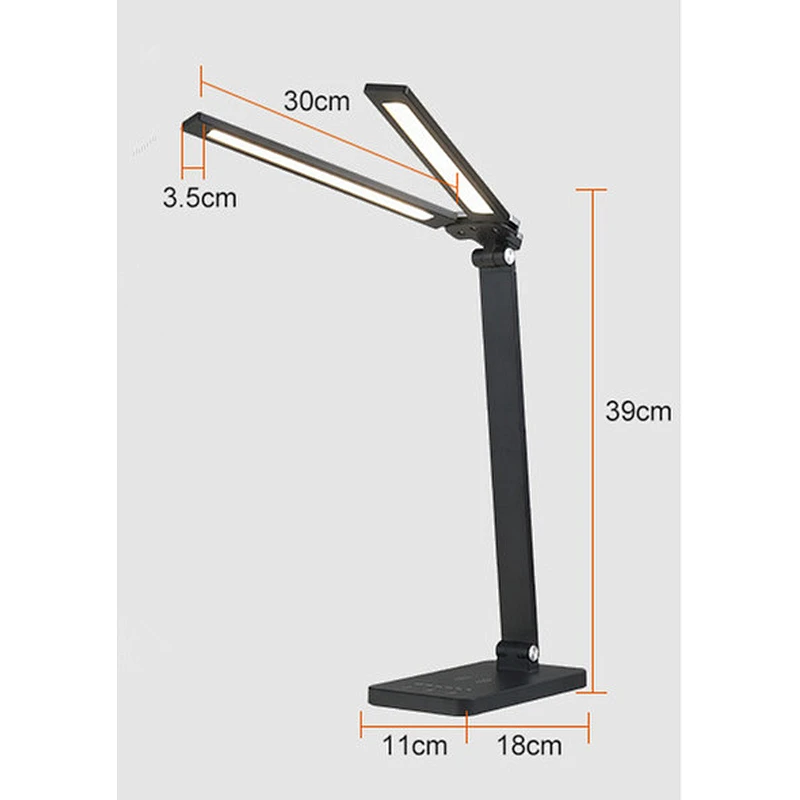 Modern Dimmable Bedroom Led Table Lamp Iron Folding LED Wireless Charging Reading Desk Lamp With Two Lighting Head 5 brightness dimmable led desk lamp led dimmable desk lamp led desk lamp dimmable led desk reading lamp desk reading led lamp