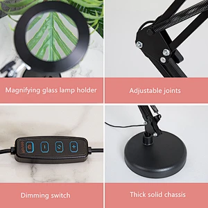 Magnifier Desk Lamp Dimmable LED Magnifying Lamp with Clamp and Stand Glass Lens Adjustable Swivel Arm Light magnifying lamp with clamp desk lamp with magnifying glass desk lamp magnifying glass magnifying glass desk lamp lamp with magnifying lens