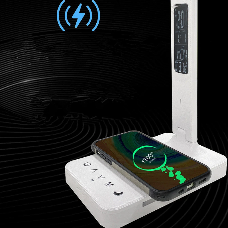 Modern Multifunctional Smart Usb Display Clock Table USB Lamp Portable Adjustable Foldable Office Table Reading Led Table
