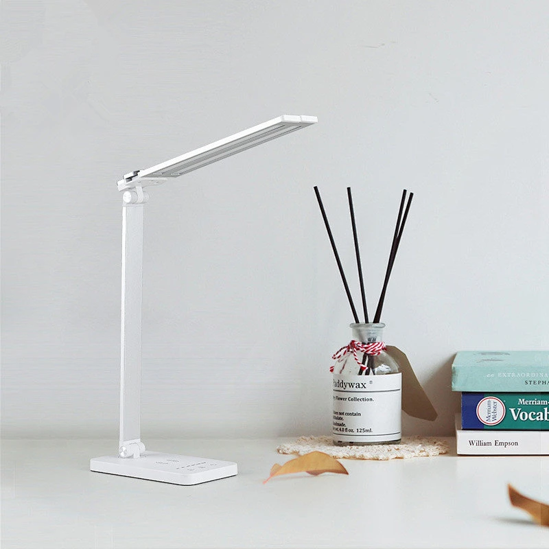 Modern Dimmable Bedroom Led Table Lamp Iron Folding LED Wireless Charging Reading Desk Lamp With Two Lighting Head 5 brightness dimmable led desk lamp led dimmable desk lamp led desk lamp dimmable led desk reading lamp desk reading led lamp