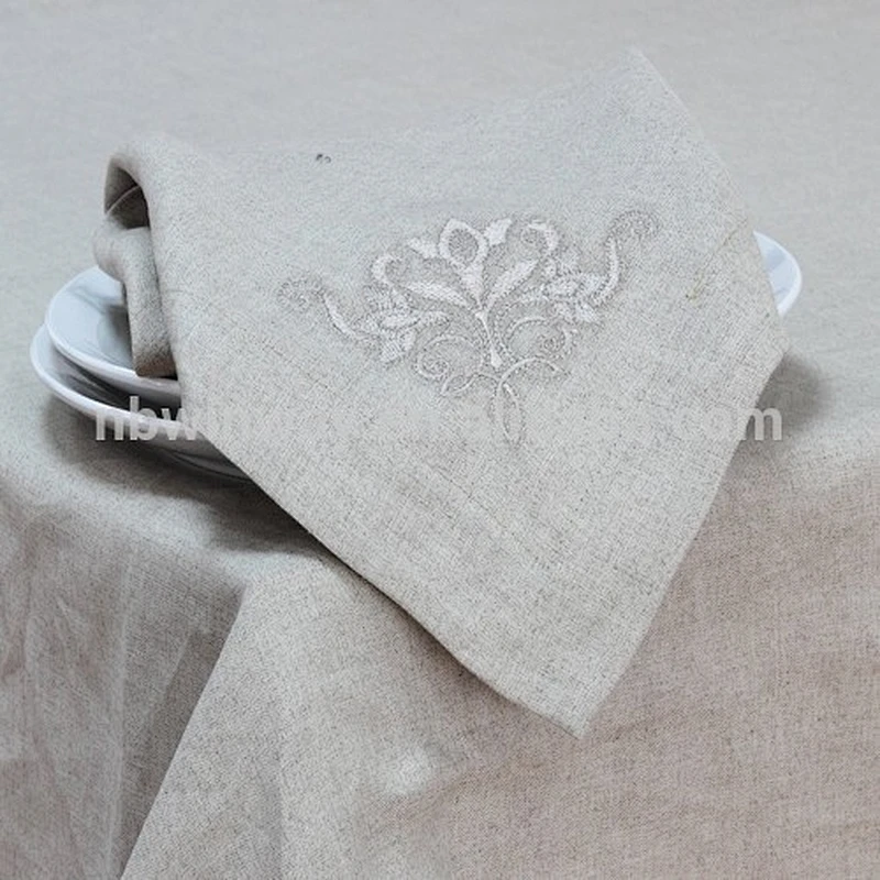 Embroidery napkin/100% linen embroidery napkin/wedding napkin/hotel napkin