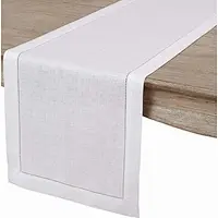 100% linen table runner / pure natural linen hemstitch table runner / hollow hook flower linen table runner