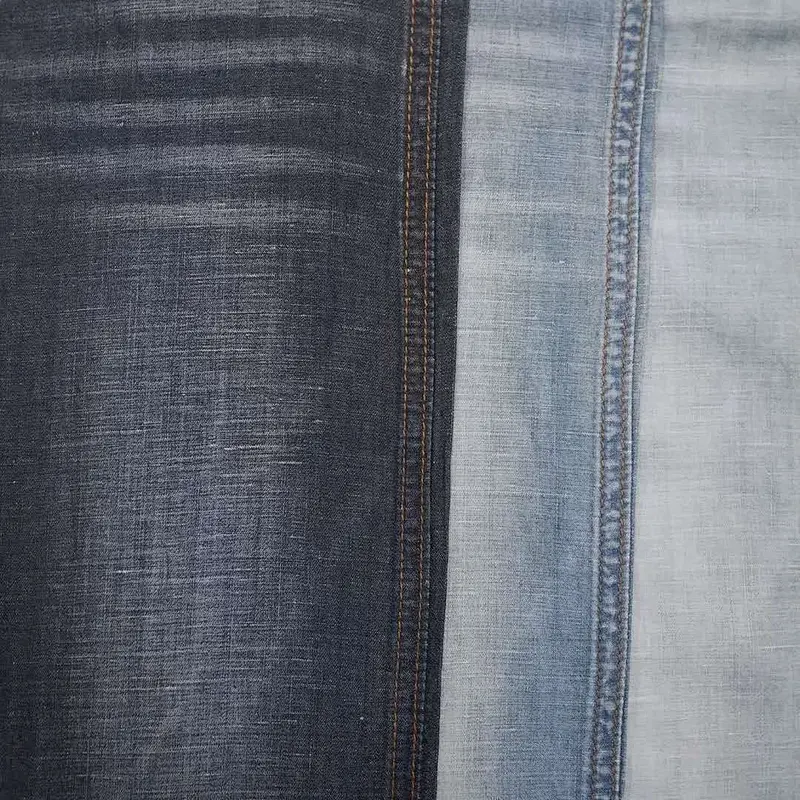 Factory manufacture trendy comfortable yarn dyed  linen and cotton denim fabric prices