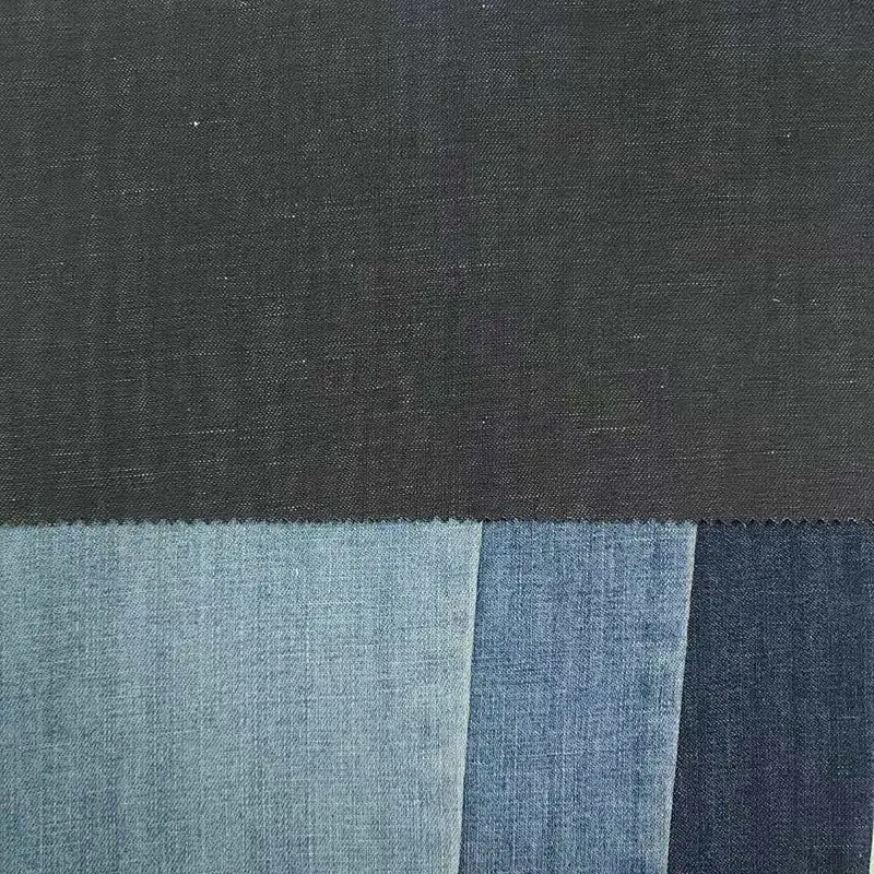Factory manufacture trendy comfortable yarn dyed  linen and cotton denim fabric prices