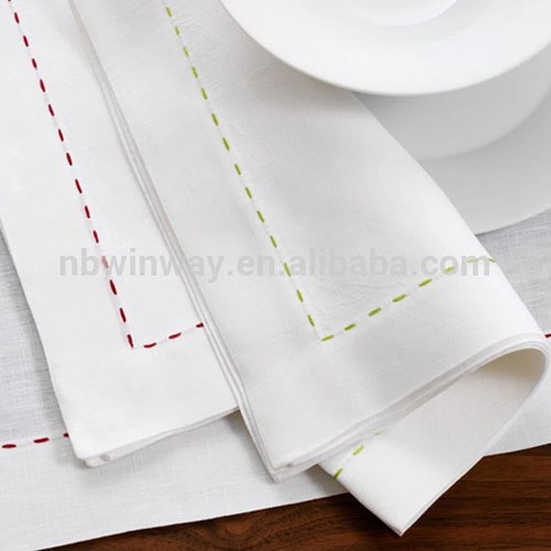 hand sewing border linen napkin/100% linen wedding napkin/hotel napkin
