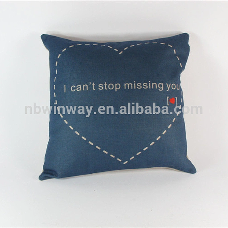 customize 100% linen letter printing cushion cover