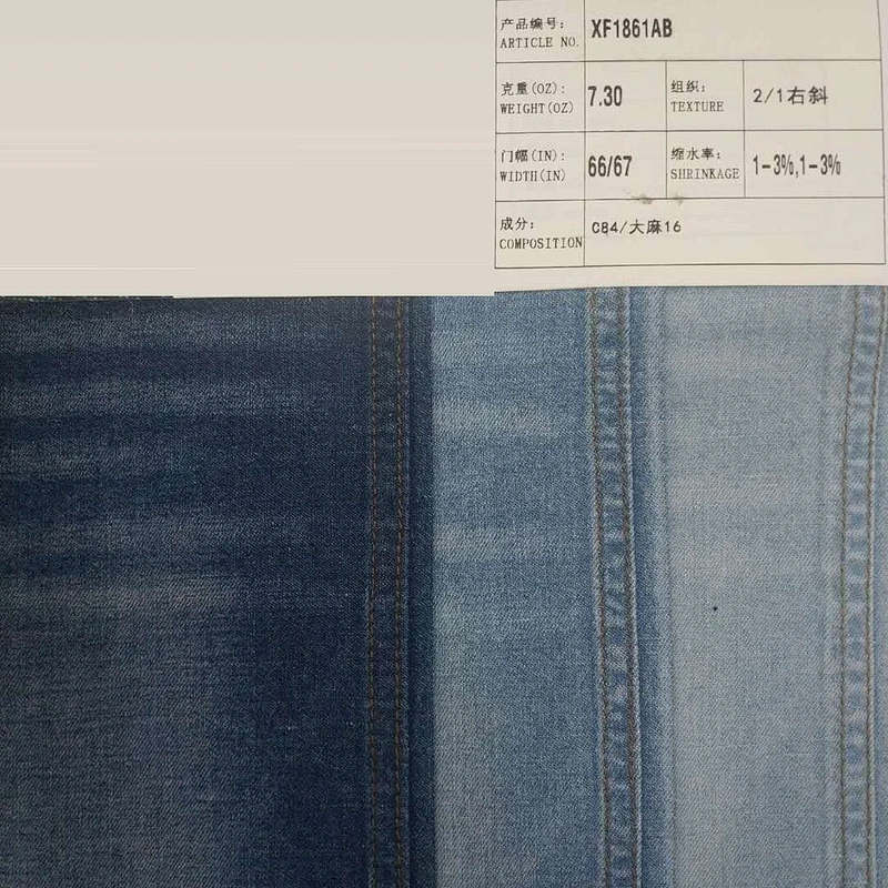 Factory manufacture trendy comfortable yarn dyed  linen and cotton denim fabric prices