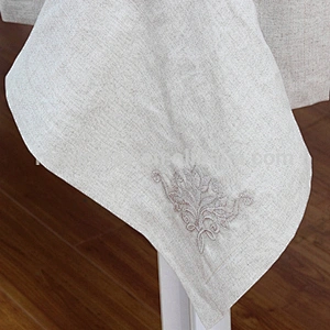 Exquisite high-grade embroidered linen table cloth / pure natural linen table cloth / 100% linen embroidery table cloth