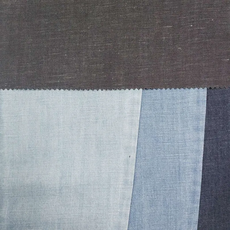 Factory manufacture trendy comfortable yarn dyed  linen and cotton denim fabric prices