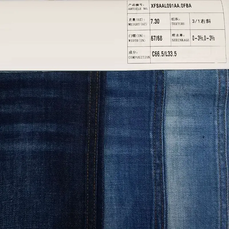 Factory manufacture trendy comfortable yarn dyed  linen and cotton denim fabric prices