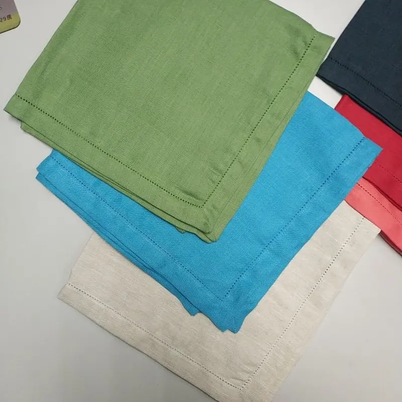 100% linen napkins dot hemstitch