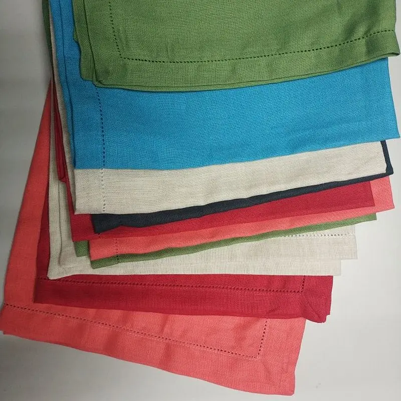 100% linen napkins dot hemstitch