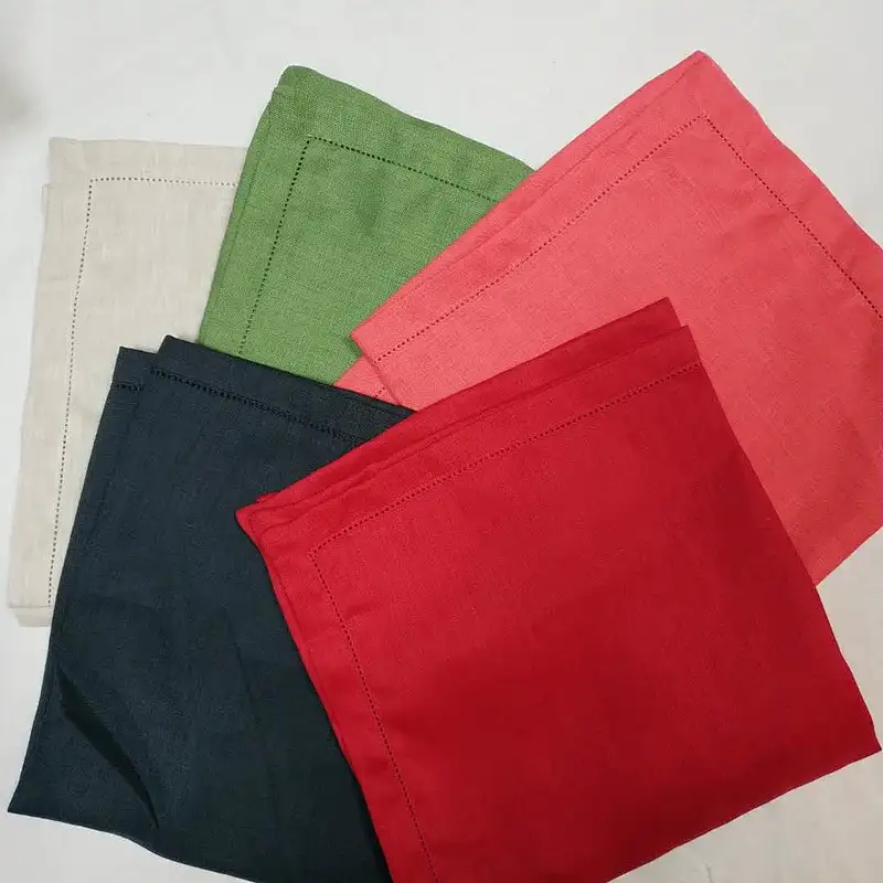 100% linen napkins dot hemstitch