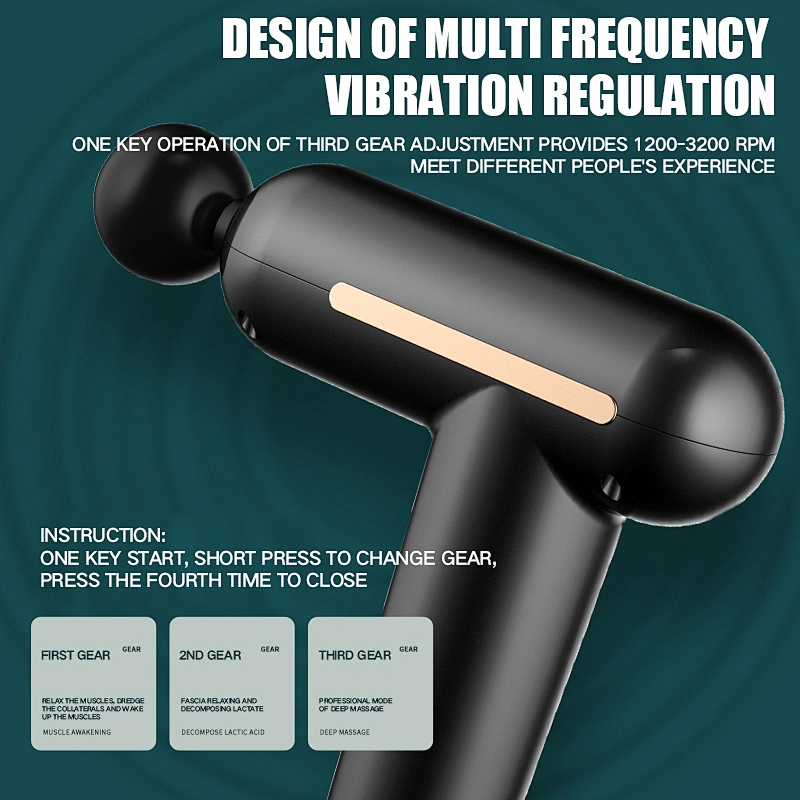 Wholesale Handle Vibrating Tissue Fascia Mini Muscle Massage Gun with 4 massage heads
