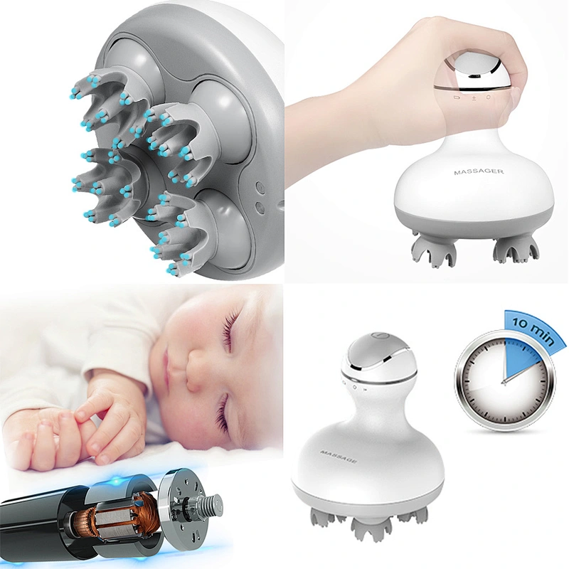 Rechargeable Electric Scalp Waterproof Head Massager Hand Held electric Head Scalp Vibrating Head Massager