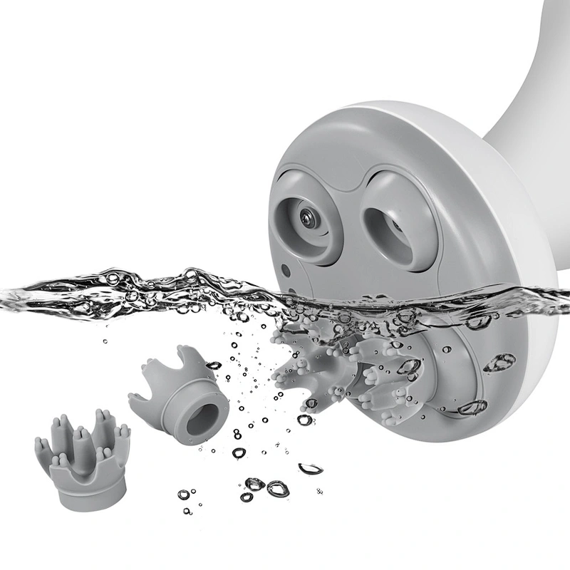 electric silicone heads waterproof IPX7 head body scalp knead vibrating shower hanheld massager