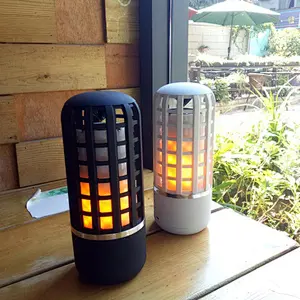 Promotion gifts Outdoor camping warm light bar speaker bt waterproof twins portable LED Flame Lamp Speaker Wireless