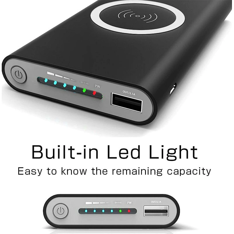 portable 10000mAh  fast charger qi wireless powerbank