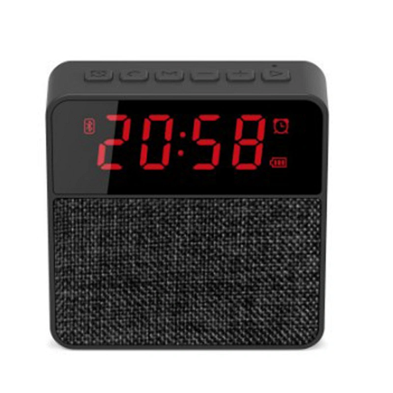 FM Radio Time Display Fabric Bluetooth Speaker with Alarm Clock