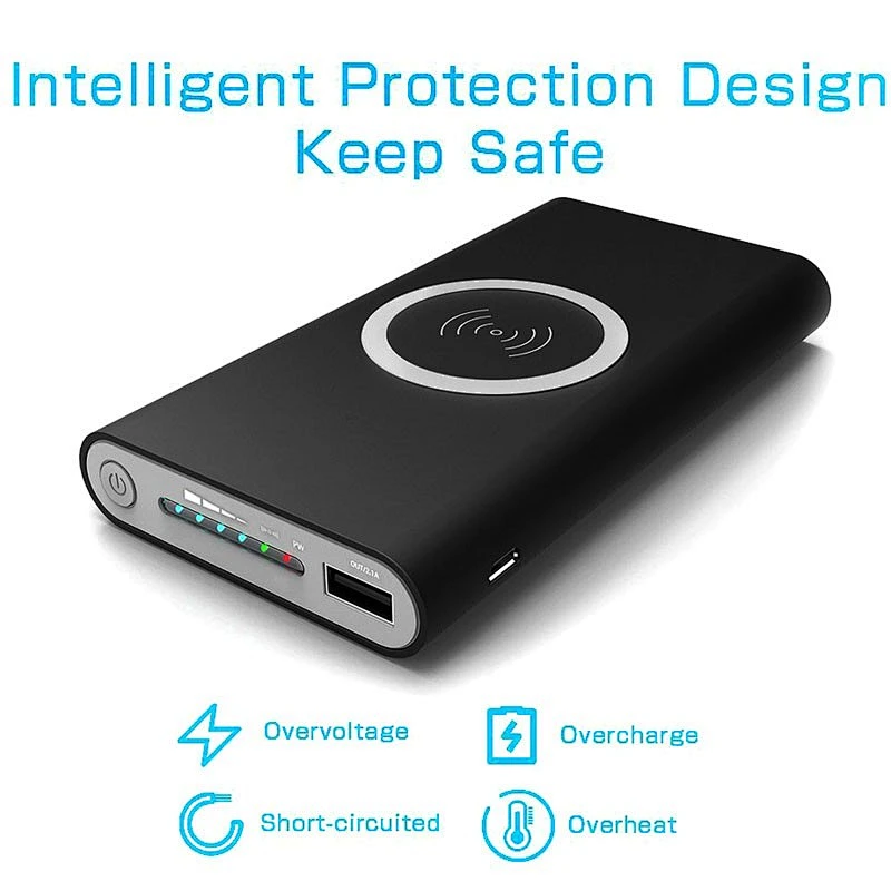 10000mAh battery charger wireless portable  fast wireless charger qi powerbank