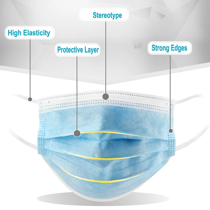 Dhl Free Shipping China Non-Woven Earloop Disposable  3Ply Facemask