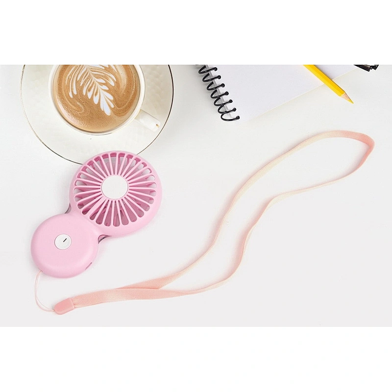 2019 oem promotion gifts portable small handhold carry electric travel usb fan with rope round neck hang mini rechargeable fan