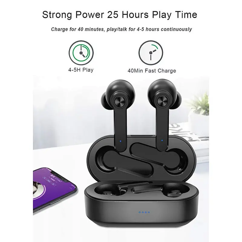 Wireless Headphones Auto-Pair Fast Charging Case Running Sports Headset