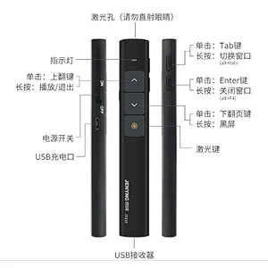 Rechargeable Trending Sales Presenter Teaching Keynote PPT Presentation Remote USB Wireless Pointer Pen Red Laser Pointer