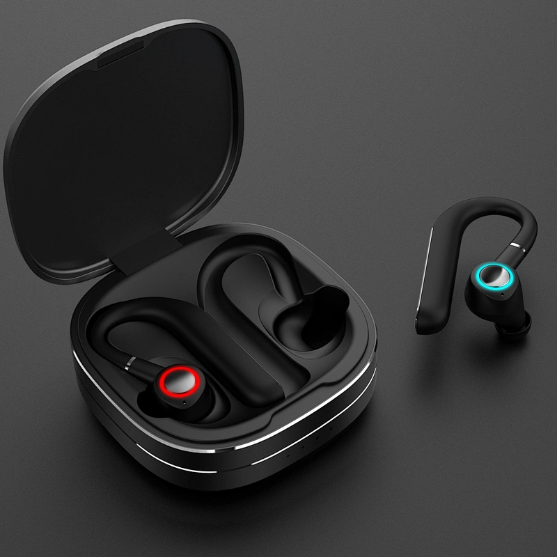 smart touch voice control mini earhook headphones waterproof tws wireless charging case