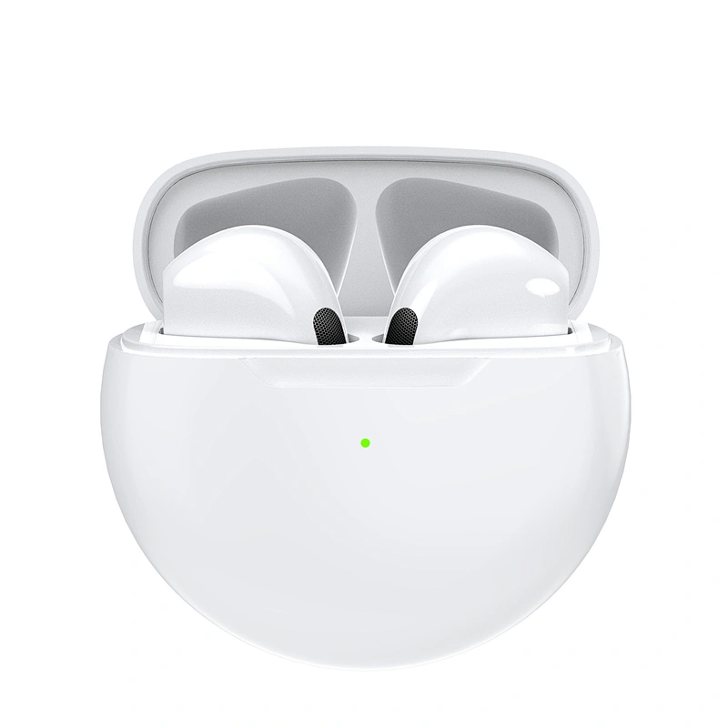 Mini On Ear White TWS BT5.0 Wireless Earphones Earbuds with Round Charging Box