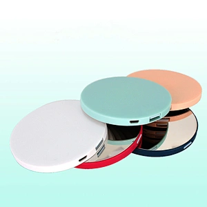 custom logo  pocket Lady  usb charge  round Mirror Power Banks 2000mAh