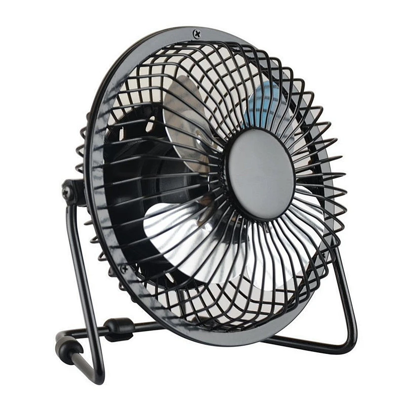 5V Air Cooling Small Table Fan 4'' Plug Charger USB Mini Metal Fan