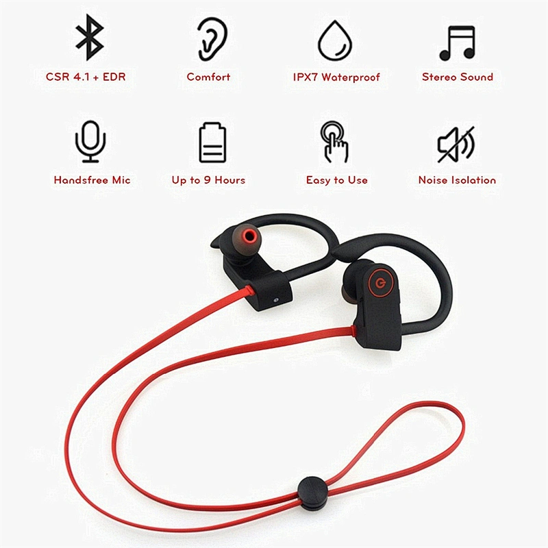 With Earhook Waterproof Subwoofer BT Wireless Headset Earphone