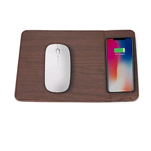 promotion gift PU Leather QI standard fast charger mouse pad wireless chargering