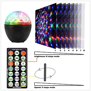 Karaoke Mini Round Wireless Bluetooth Remote Control LED Speaker