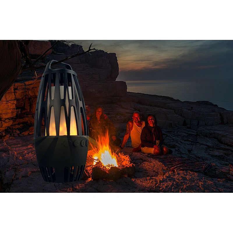 Customize Halloween Party Warm Light Torch Strong Bass Stereo Mini Portable TWS Lamp LED Flame Wireless Speaker