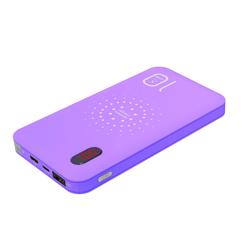 Custom 8000mah Phone Charger Digital LED Display 3 Cables Wireless Charger Qi Powerbank