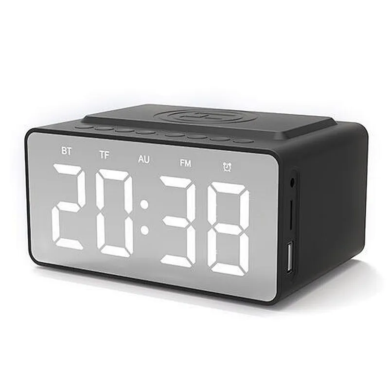 BT5.0 FM Clock Radio Beside LED Digital Alarm Clock Radio Wireless Speaker