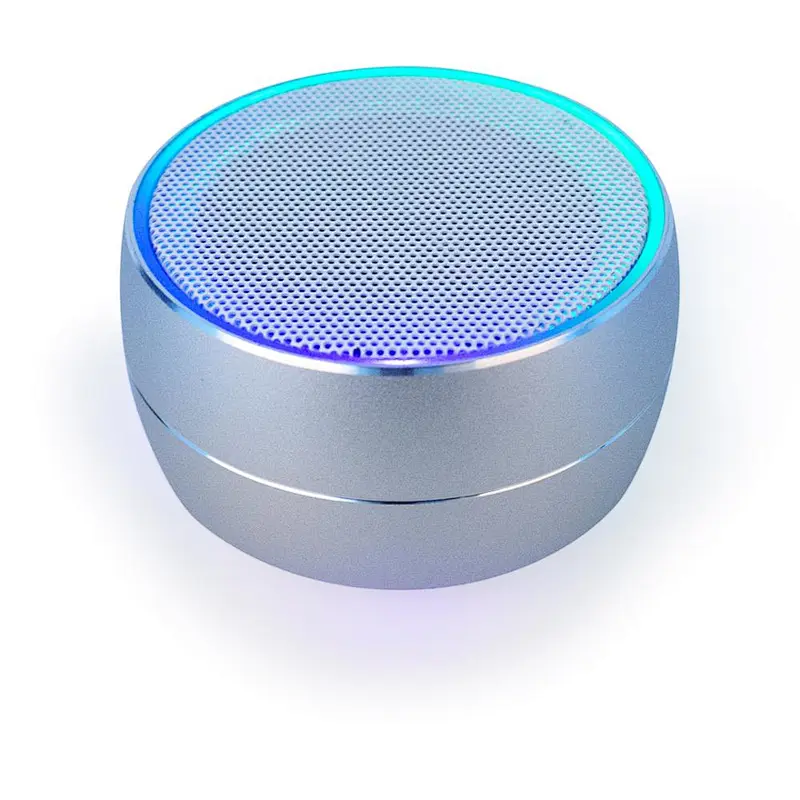 Promotion portable mini round deep bass led wireless speaker